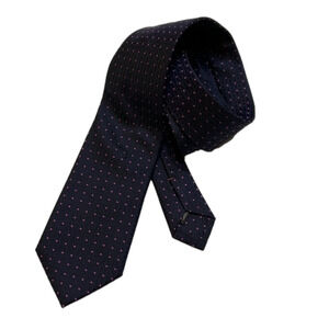 Hudson Room Men's Navy with  Pink Polka Dot Neck Tie